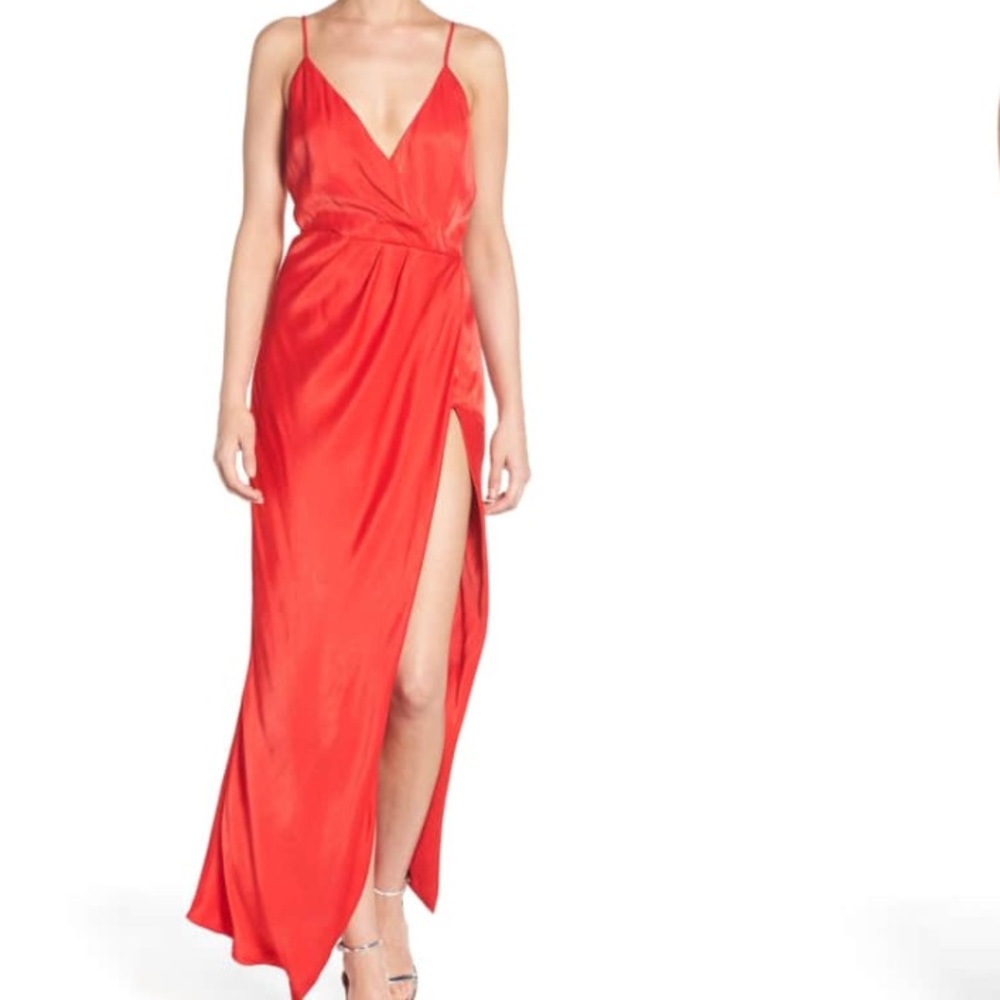 Nordstrom red satin maxi dress